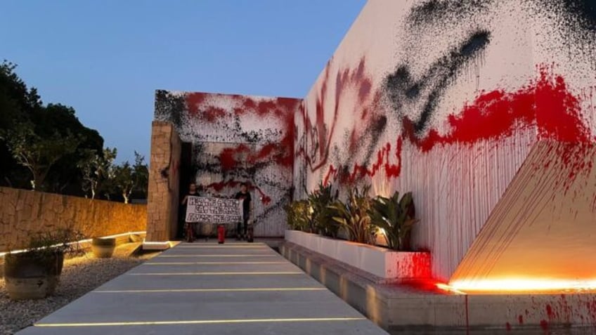 Climate activists spray-painted Messi's mansion on the Spanish holiday island of Ibiza