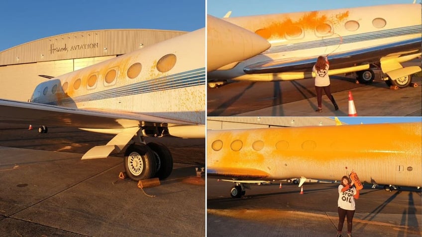 Protesters spray paint two jets in the UK