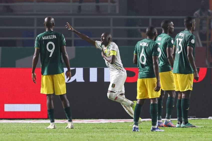 Hamari Traore (C) scored the opening goal for Mali against South Africa