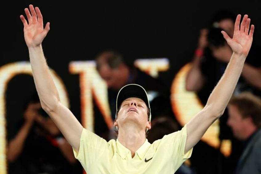 Italy's Jannik Sinner celebrates winning the Australian Open