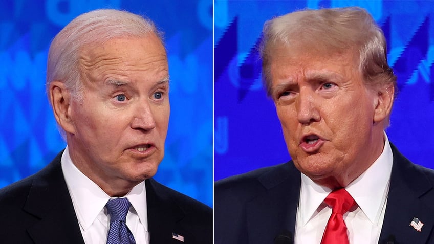 Biden and Trump debate split image