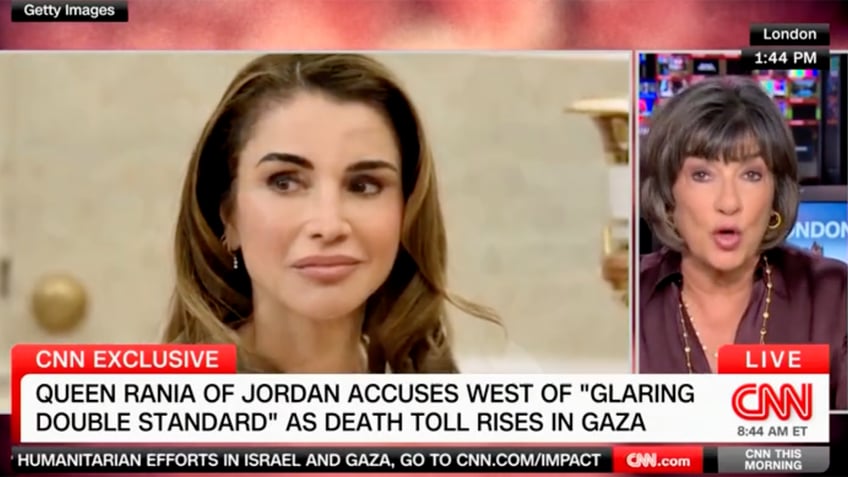 cnns amanpour says rest of the world agrees with queen of jordan that there is one sided support for israel