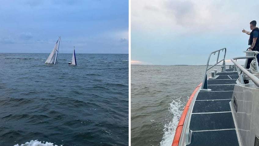 coast guard rescues 2 from sinking 44 foot sailboat off south carolina