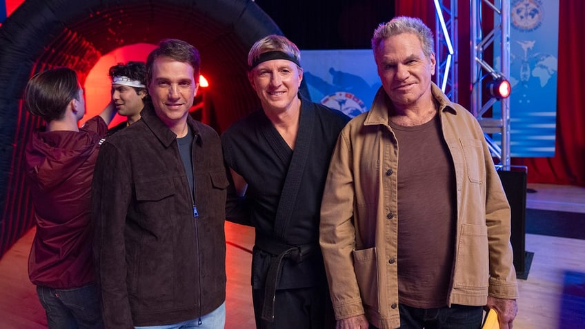 Ralph Macchio, William Zabka and Martin Kove posing together