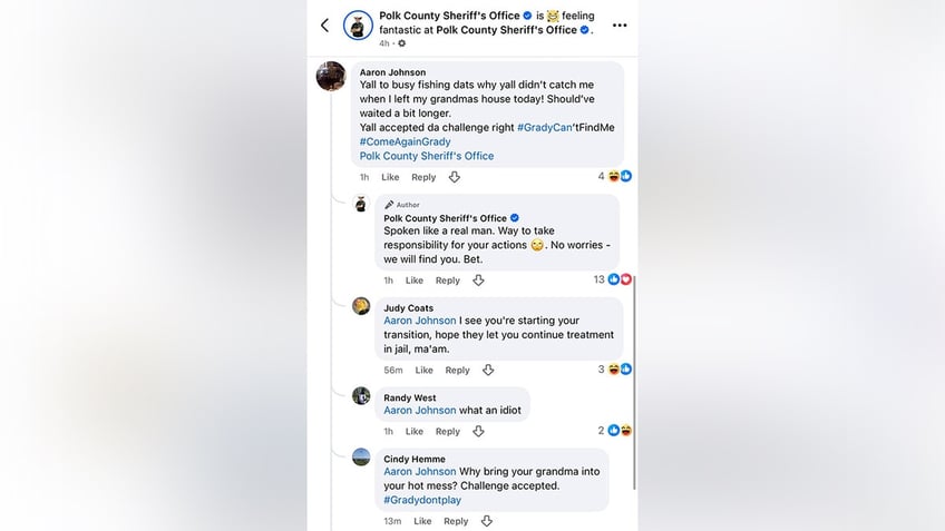 Aaron D. Johnson taunts Polk County Sheriff on social media