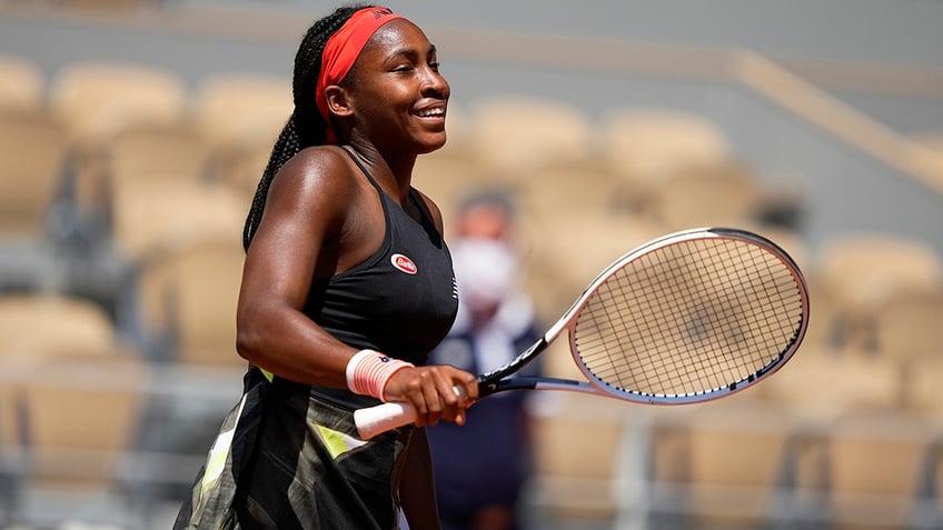 Coco Gauff celebrates