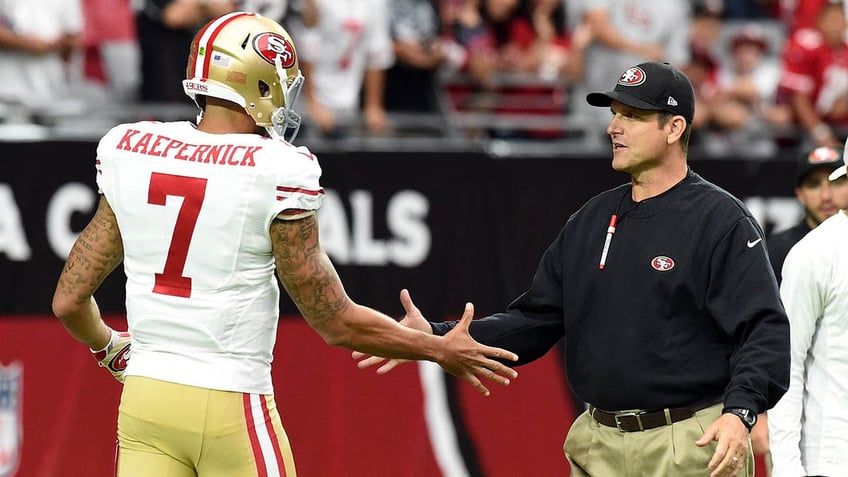 Jim Harbaugh and Colin Kaepernick with the 49ers