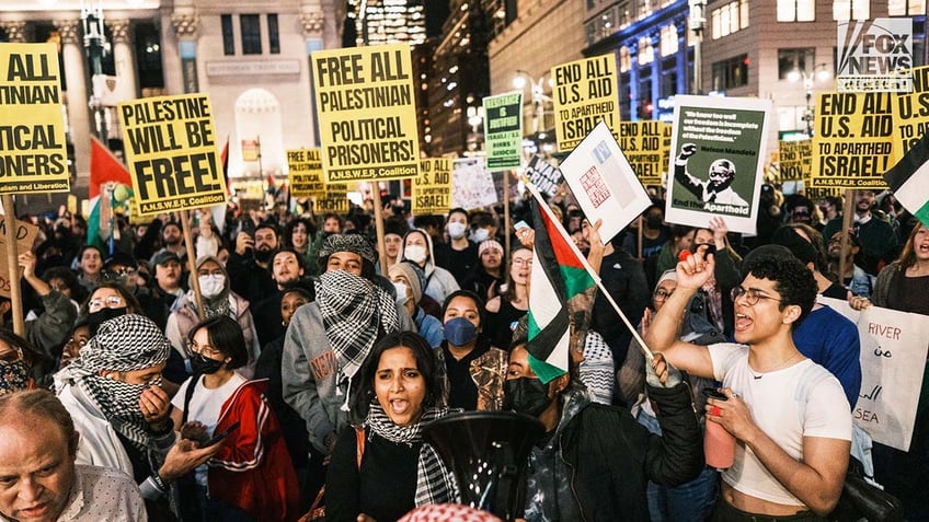 Pro-Palestine protestors march throughout midtown Manhattan
