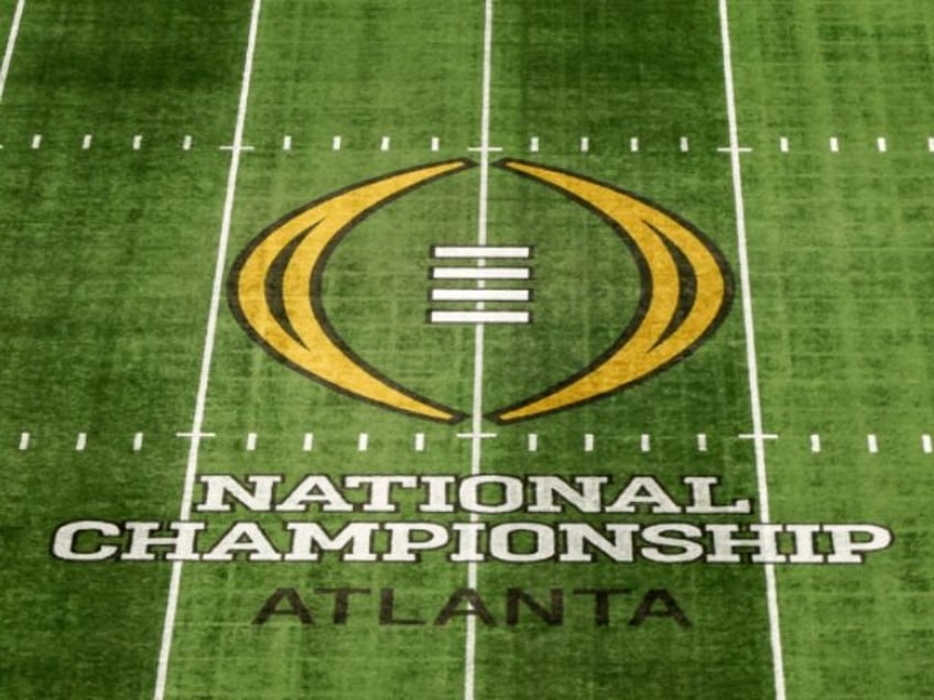 ATLANTA, GA - JANUARY 19: A general view of the CFP logo at mid-field inside the Mercedes-
