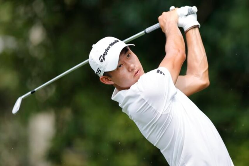 collin morikawa shoots 61 to go from 9 shots behind to 3 way tie for tour championship lead