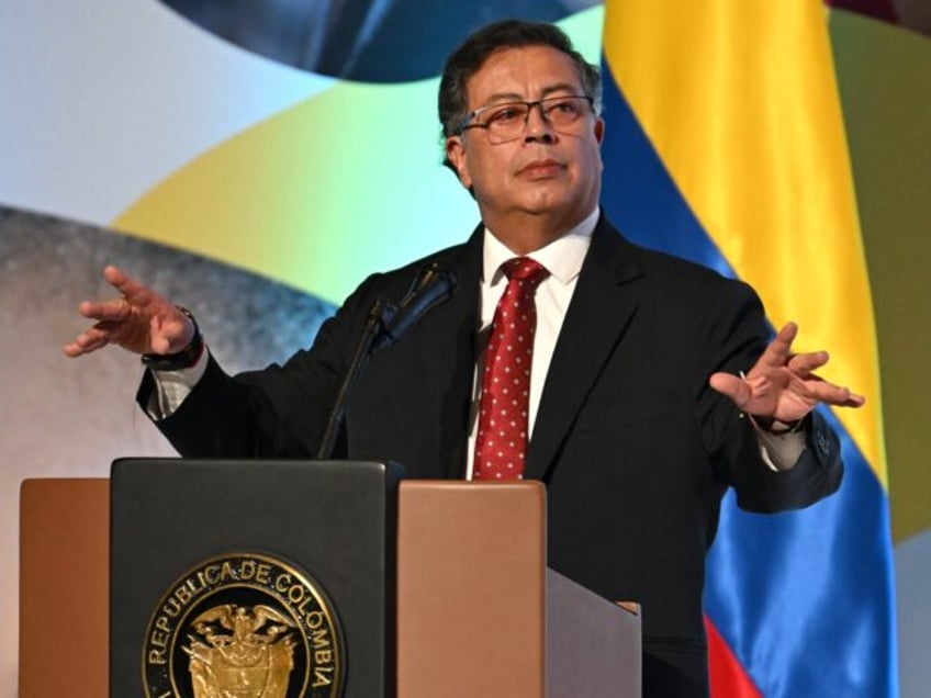 Colombian President Gustavo Petro speaks during the opening of the First Global Ministeria