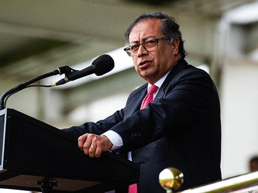 Colombian president Gustavo Petro during the promotion to general of the Police Director W