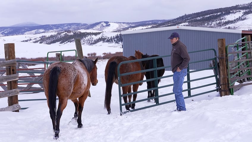 Merrit Linke opens gate for horses