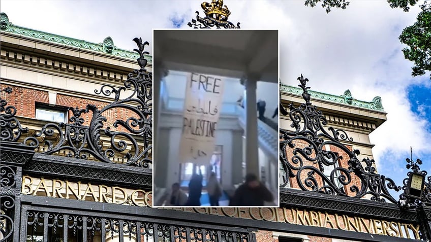 Anti-Israel protesters demonstrate at Barnard College