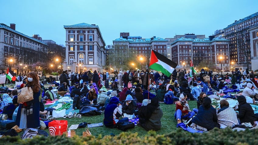 Columbia anti-Israel agitators camp out on campus