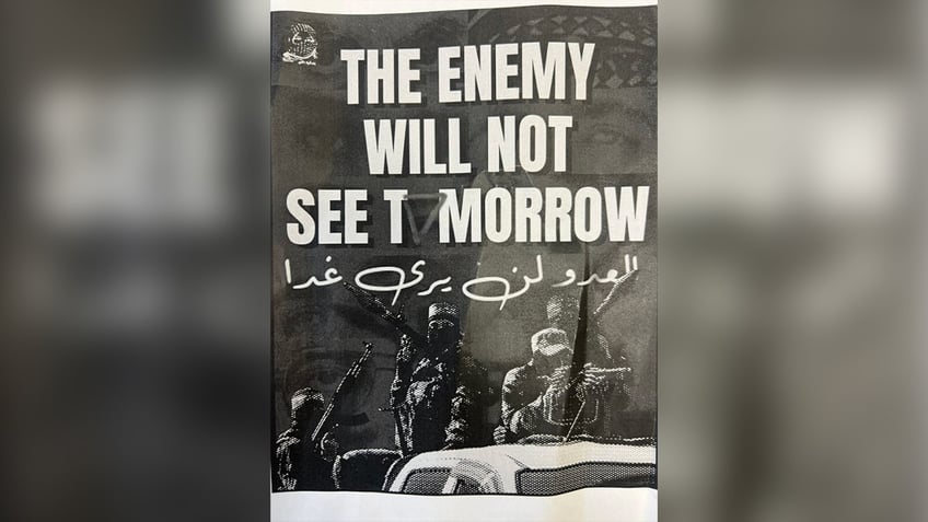 Pictured is a poster handed to students by anti-Israel demonstrators at a History of Modern Israel class on Tuesday.