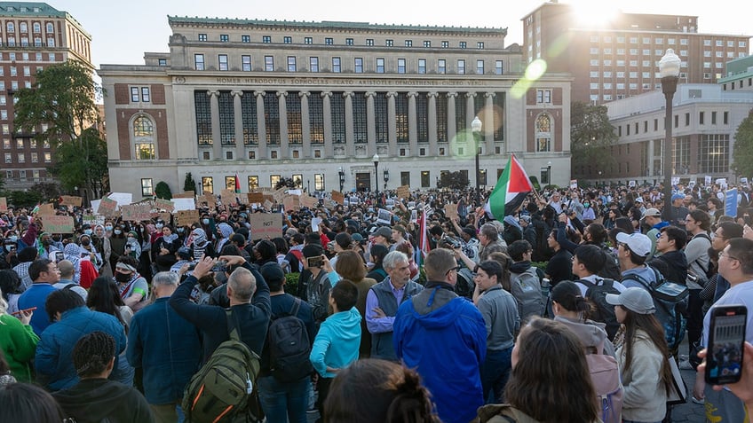 columbia university president praises persistence of students accused of antisemitism