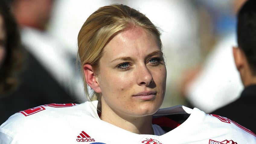 Katie Hnida at a bowl game