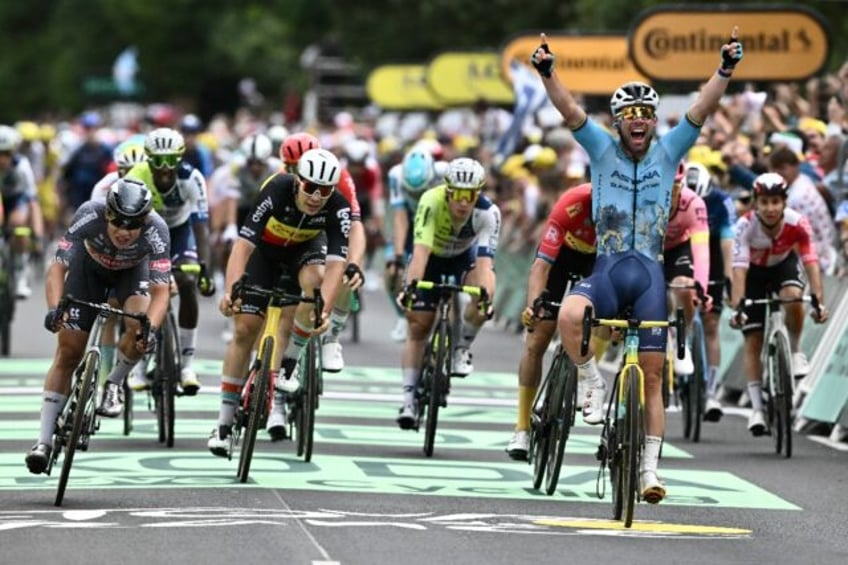 British rider Mark Cavendish setting the all time stage win record at the Tour de France