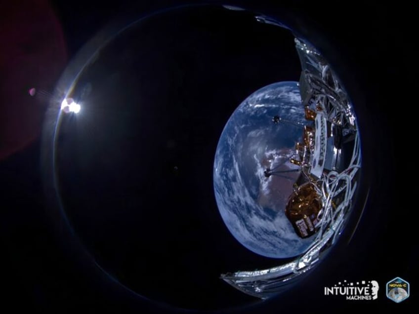 This photo courtesy of Intuitive Machine shows the first view of Earth taken during the IM