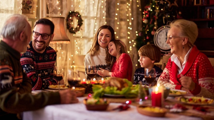 family having christmas dinner