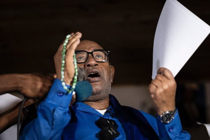 Azali Assoumani addresses supporters at his party's Convention for the Renewal of Comoros