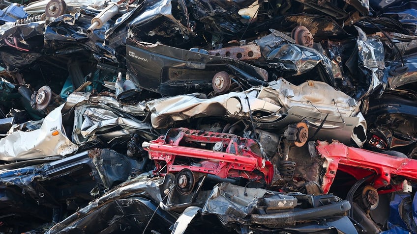 piles of scrapped cars