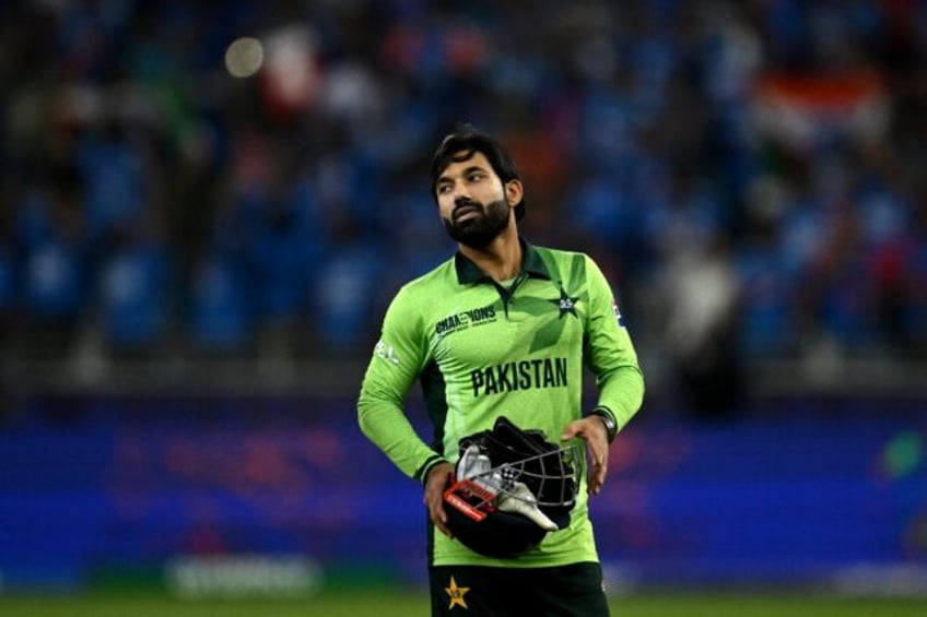 'It's ended': Pakistan captain Mohammad Rizwan gestures at the end of Sunday's loss to Ind