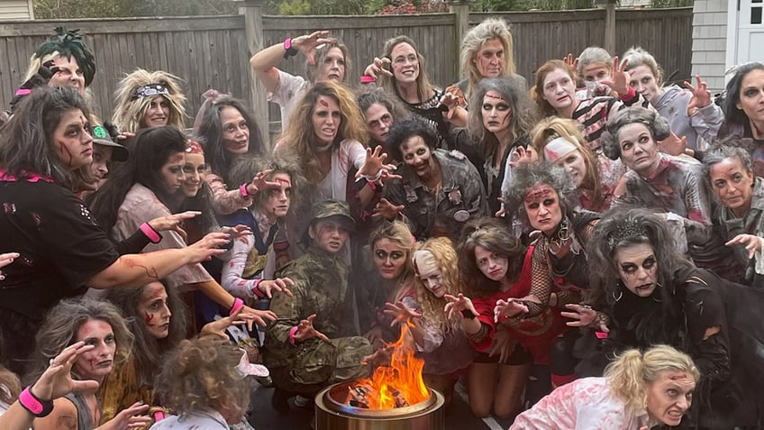 connecticut moms prowl neighborhood as zombies to raise money for breast cancer research