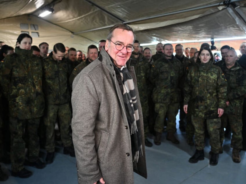 JASIONKA, POLAND - JANUARY 23: German Defense Minister Boris Pistorius speaks with German