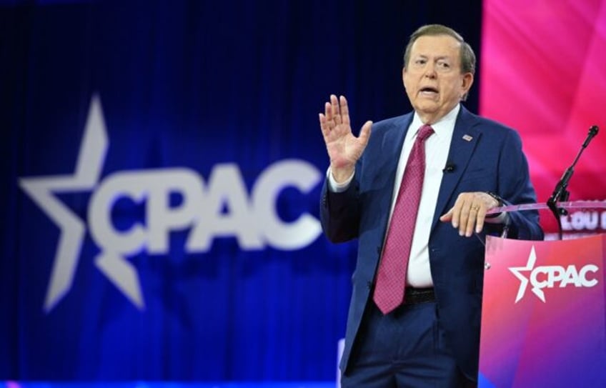 US commentator and author Lou Dobbs speaks during the annual Conservative Political Action