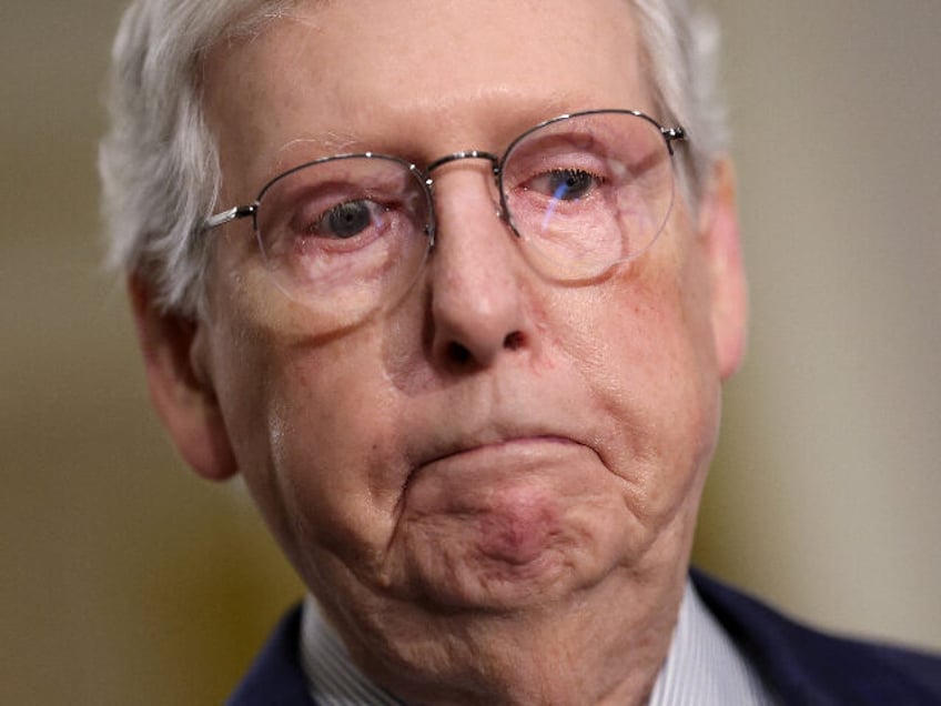 WASHINGTON, DC - JUNE 13: U.S. Senate Minority Leader Mitch McConnell (R-KY) speak to repo