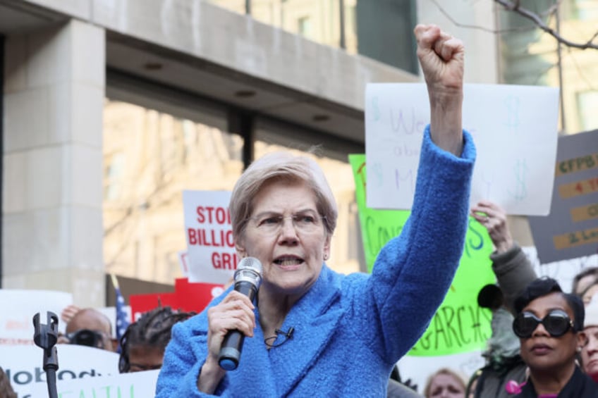 WASHINGTON, DC - FEBRUARY 10: Sen. Elizabeth Warren (D-MA) speaks as Congressional Democr