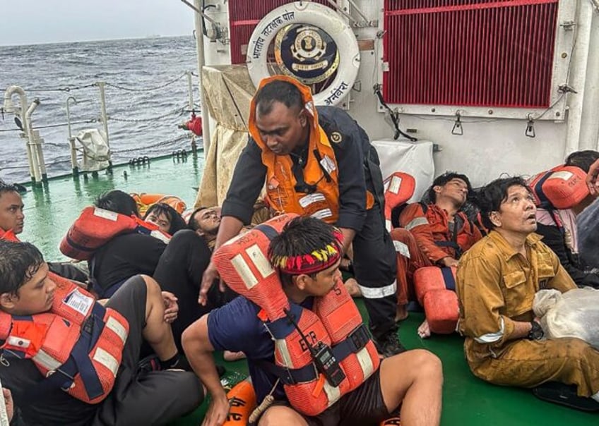 Twenty-four crew members were rescued after a Liberian-flagged container ship sank off Ker