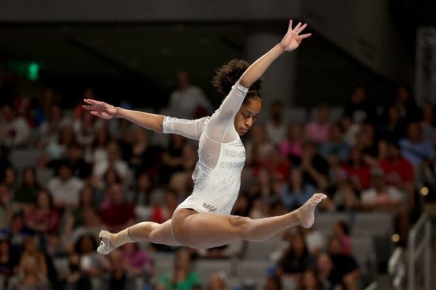 Skye Blakely competes on balance beam during the US Gymnastics Championships in Fort Worth