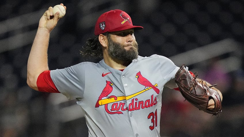 Lance Lynn pitches during spring training