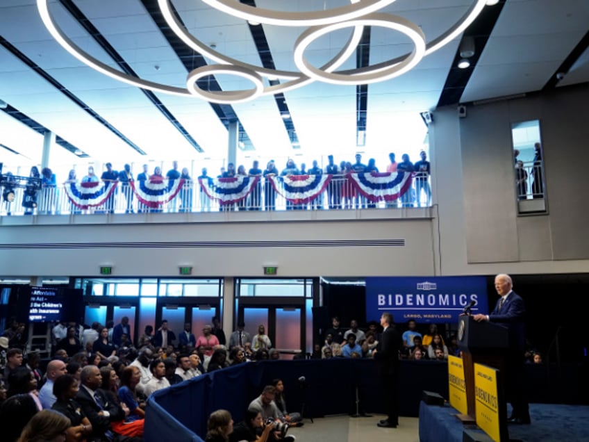 President Joe Biden speaks about his administration's economic agenda at Prince George's Community College, Center for the Performing Arts, Thursday, Sept. 14, 2023, in Largo, Md. (AP Photo/Alex Brandon)