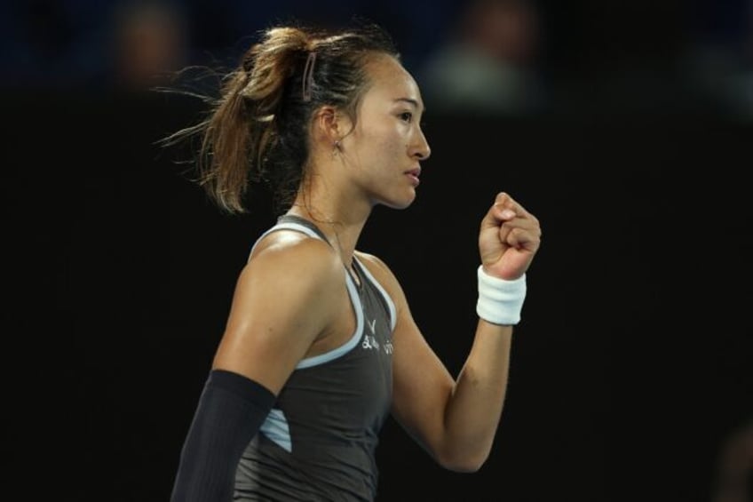 China's Zheng Qinwen reacts during the Australian Open