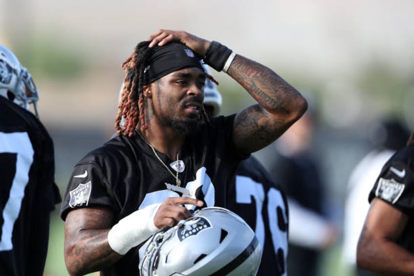 Damon Arnette of the Las Vegas Raiders is shown during training camp at the Las Vegas Raiders Headquarters/Intermountain Healthcare Performance...