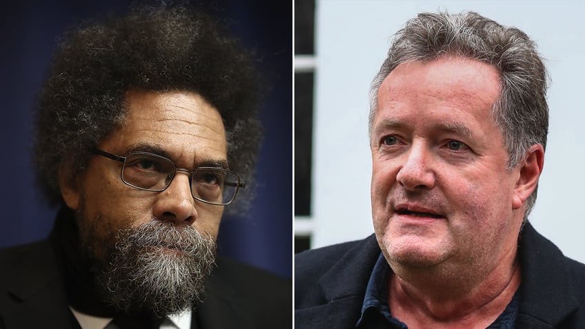 Cornel West and Piers Morgan split image