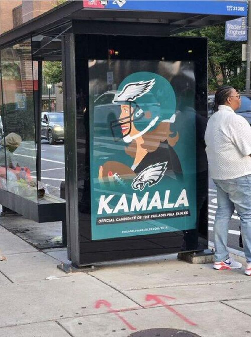 counterfeit political ads philadelphia eagles disavow guerilla street posters endorsing kamala harris