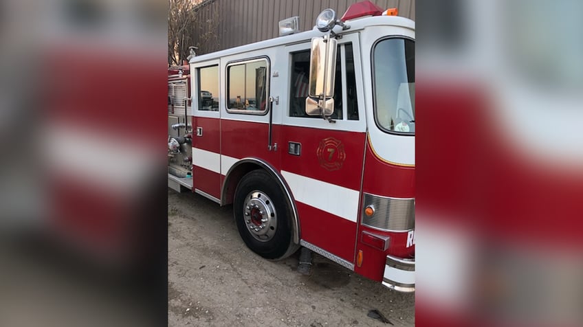 Passenger view of fake fire truck