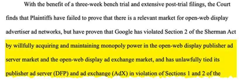 court rules google illegally holds monopoly power in online ad tech 