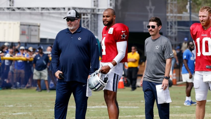 Head coach Mike McCarthy of the Dallas Cowboys and quarterback Dak Prescott.