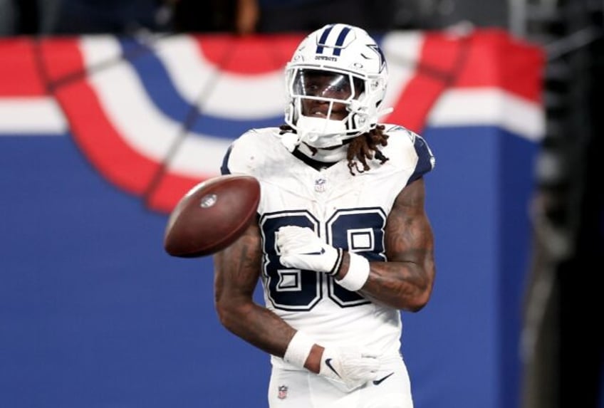 Dallas receiver CeeDee Lamb celebrates a touchdown in the Cowboys' NFL victory over the Ne