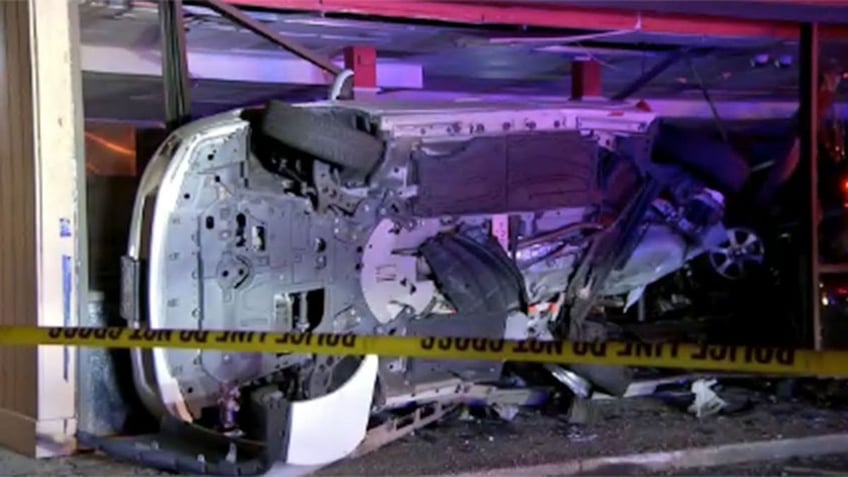 crash near boston leaves 2 cars wedged in front of former restaurant location with passengers trapped inside