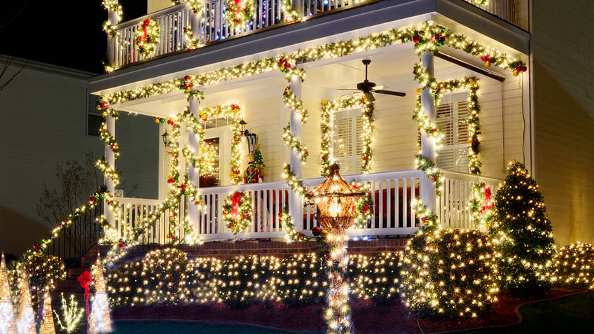 Celebrate Christmas with outdoor decorations.