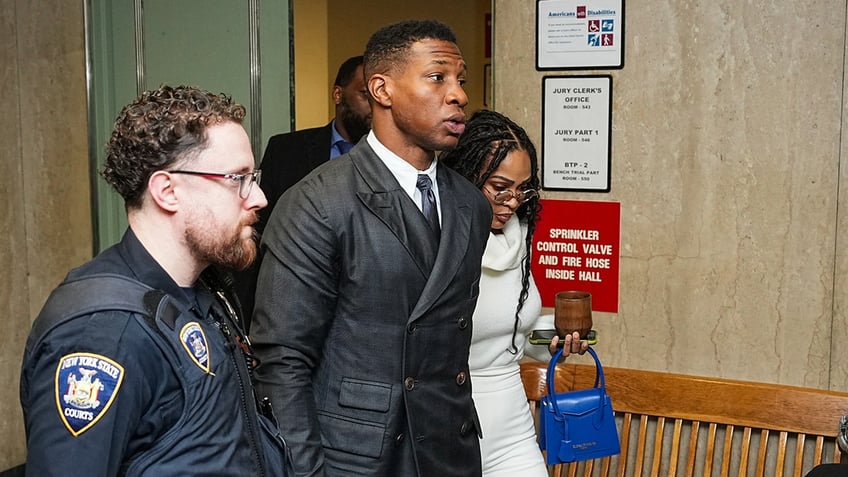 Jonathan Majors arrives at court