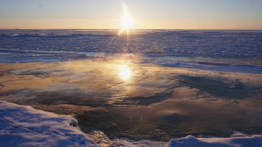 A view of new Bering Sea ice just formed off Nome, Alaska, U.S. December 21, 2018, on the winter solstice. Picture taken December 21, 2018. 