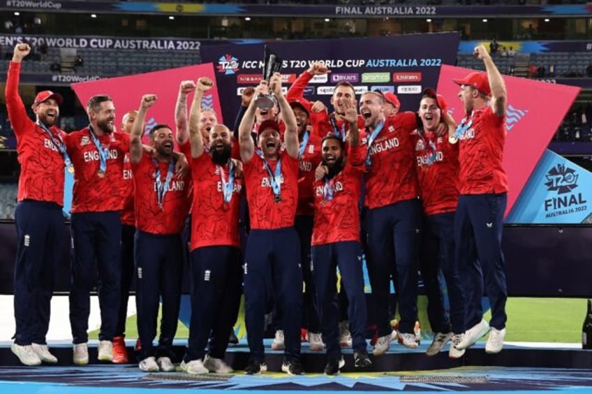 Champions: England celebrate winning the Twenty20 World Cup in 2022